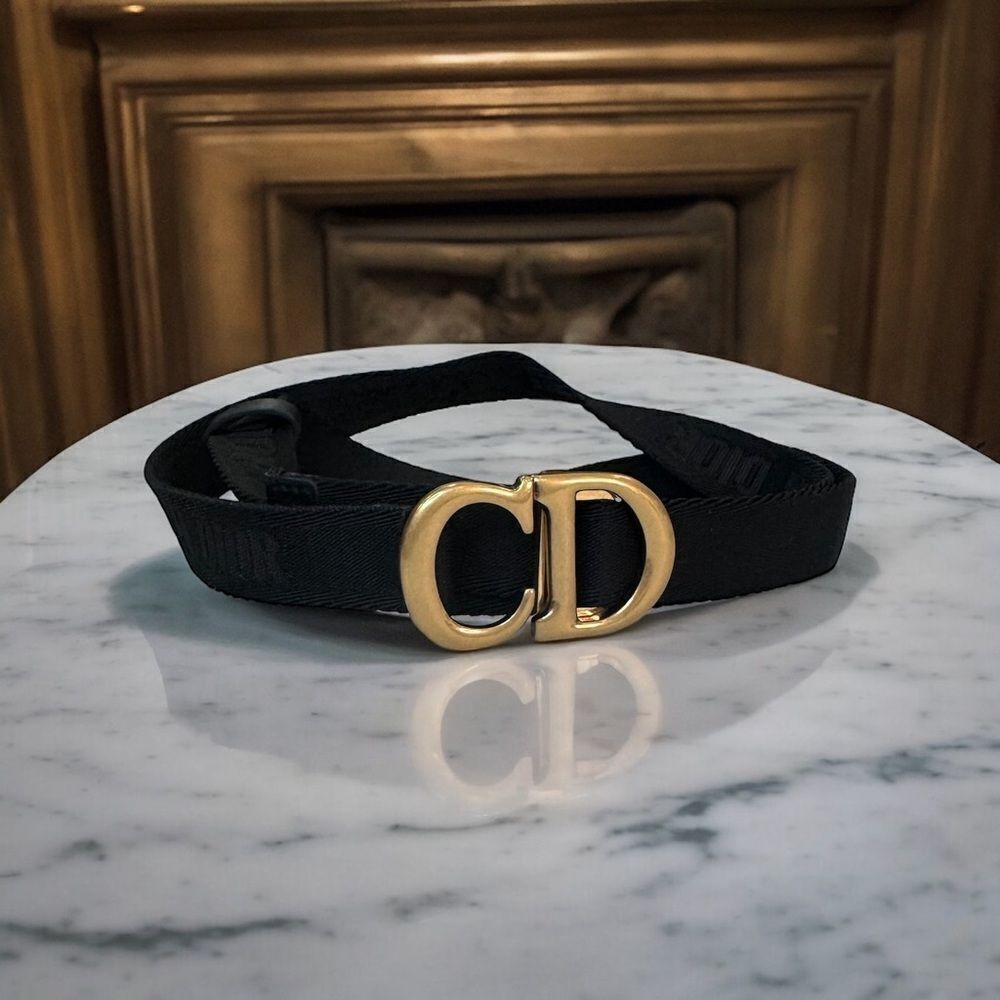 Christian Dior Canvas Jacquard Saddle Belt 80